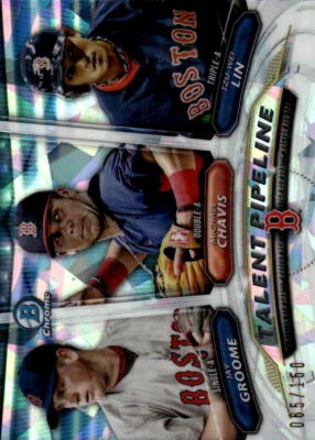 2018 Bowman Lin / Chavis / Groome #TP-BOS Talent Pipeline Atomic Red Sox 1P - Image 1 of 2