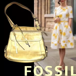 Fossil Leather Crossbody Organizer Bag Vintage 1954 -Golden Yellow ย - Picture 1 of 11