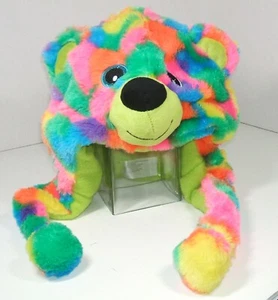 Animal Bear Hat Super Soft & Warm Multicolor with Flaps and Pom Poms Sewn Eyes - Picture 1 of 5