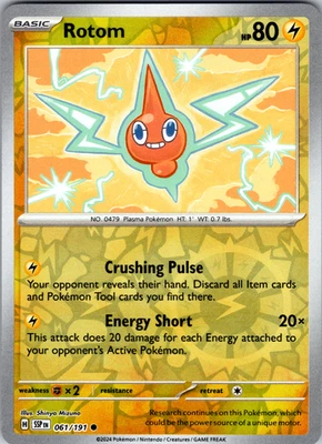 Rotom Reverse Holo 061/191 SV08: Surging Sparks Common - NM - Image 1 of 2