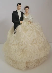 Vintage 1950's Bride And Groom Cake Topper - Picture 1 of 9