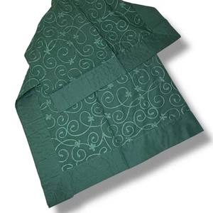 Vintage VAN CLEEF Tablecloth Green Cotton Embroidered Tablecloth 43x43 Square - Picture 1 of 12