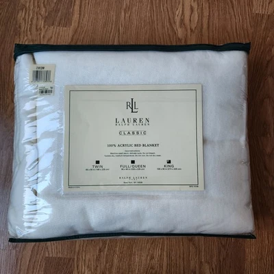 Lauren Ralph Lauren Classic King Size Acrylic Bed Blanket Vtg Made In USA New - Image 1 of 4