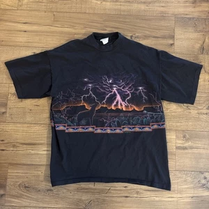 Vintage T Shirt 1992 Lightning Storm Desert Wolf Southwest Core Men’s XL Black - Picture 1 of 8