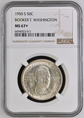 1950 S BOOKER T. WASHINGTON 50C - NGC MS67+ Plus - $3,700 Value - Image 1 of 2
