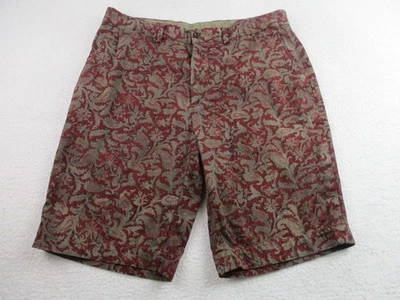 Pantalones Cortos Polo Ralph Lauren Para Hombre 34 Rojo Verde Estampado Paisley Algodón Chino Frente Plano Foto 1 de 4