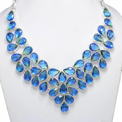 Multi Tourmaline Gemstone 925 Sterling Silver Jewelry Necklace Size-18" - Image 1 of 4