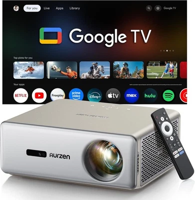 EAZZE D1 MAX 4K Smart Projector 1000 ANSI Google TV 14.0 Dolby MEMC White - NIB - Image 1 of 4