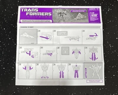 Hasbro Transformers Universe Darkwind Decepticon Instruction Sheet - Image 1 of 2