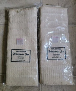 Vintage Tisch Tischsets 4 Stück Neu 12×18 Beige Gewebt 2er Set Boho Chic Stil - Bild 1 von 10