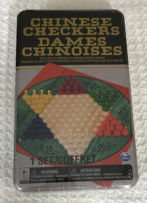 Chinese Checkers Game Set Full Size 12 Inches Spin Master New in box - Metal Tin - Image 1 of 4