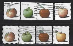 US Sc# 4731-34 4727-30 33c APPLES COIL & PANE STAMP SETS USED OFF PAPER SOUND - Bild 1 von 1