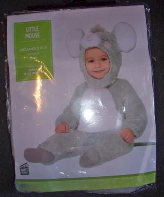 Little Mouse Halloween Costume Sz 12-24mo Baby Toddler Boys Girls Jumpsuit Hood - Image 1 of 2