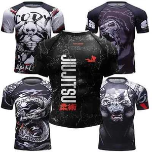 Popular Anime Surf Clothing BJJ MMA Cartoon Rash Guard Diving T-Shirt GYM Top - Imagen 1 de 27