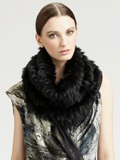 NWOT Helmut Lang Rabbit Fur Snood Infinity Scarf Black