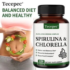 Organic Spirulina Chlorella Capsules, 2300mg Per Serving - Superfoods - Imagen 1 de 13