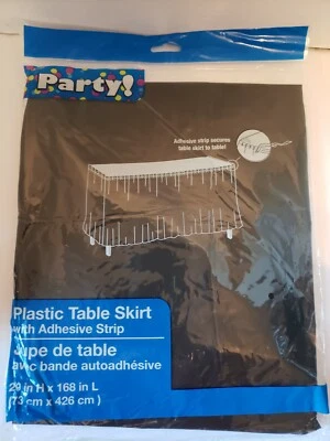 Black Plastic Table Skirting 29" x 168 in long  Tableware Decorations Supplies - Image 1 of 4