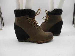 Sorel NL2336-227 Brown/Black Sweater Wedge Ankle Boots Womens Size 7 - Picture 1 of 9