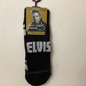 NWT Elvis Presley 1 Pair Low Cut Black Socks Men’s shoe Size 7-12 Silhouette - Imagen 1 de 5
