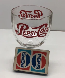 Pepsi RED goblet heavy glass float sundae soda w/ deck of Pepsi cards Vintage - Picture 1 of 9