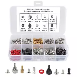 228PCS Personal Computer Screw,PC Screws Standoffs Set Kit for Hard Drive Case - Photo 1/9