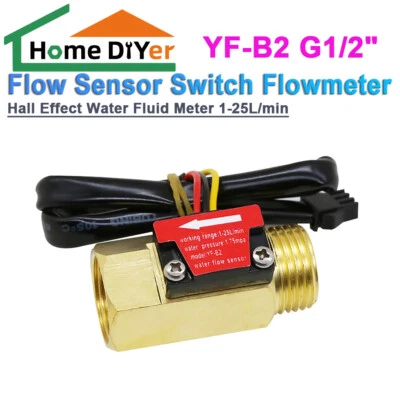 YF-B2 G1/2" Hall-Effekt-Wasserdurchflusssensor Durchflussmesser 1-25L/min - Image 1 of 4