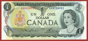 BANK OF CANADA 1973 $1 LAWSON-BOUEY PREFIX AA (BC-46a) CH CU - Picture 1 of 2