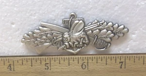 Large US Navy - Seabees Combat Service Pin  - Picture 1 of 4