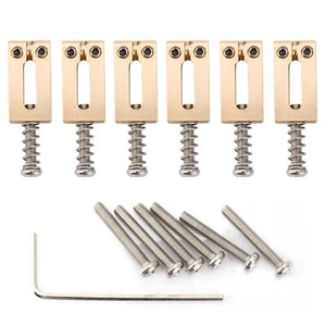 Musiclily Ultra 6Pcs 10.5mm Modern Brass Saddle Set For Strat Tele Guitar Bridge - Picture 1 of 5