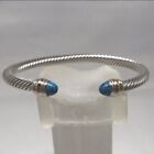 14K Gold 5mm Cable Cuff Bracelet David Yurman Cable Classics Turquoise and