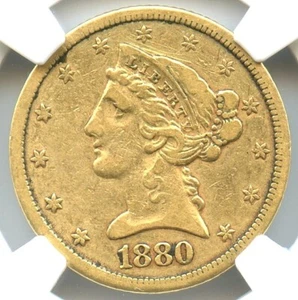 1880-CC $5 Gold Liberty Half Eagle, NGC VF-30, Nice Attractive Rare Date! - Picture 1 of 4