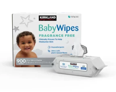 Kirkland Signature Tencel Baby Wipes Ultra Strong Soft Large - 9 x 100 pack