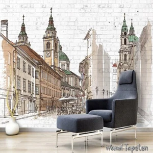 Fotomural no tejido mural murales pintado a mano ciudad europea 2188 - Imagen 1 de 7