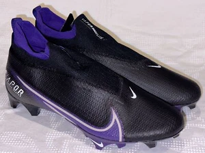NIKE Vapor Edge Elite 360 Flyknit Black Purple TD Football Cleats Mens Sz 12.5 - Picture 1 of 8