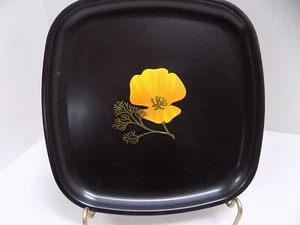 COUROC of Monterey YELLOW PANSY  Inlaid 8.5" Square Serving Tray USA Vintage - Picture 1 of 4