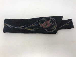 Vintage 1980's Black Multi Colored Hand Beaded Belt Snap Closure 34.5" Long - Picture 1 of 9
