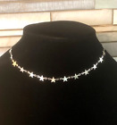 Dainty Silver Star Choker Necklace Stainless Steel Adjustable 4th Jul 13.5-14.5"