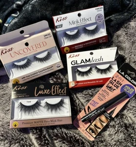 Lot 4 KISS LASHES Mixture Kit Double Demi Wispies Reusable Eyelashes/FREE LINER - Picture 1 of 2