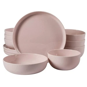 Gibson Home Candy Skies 12 Piece Unbreakable Wheat Straw Melamine Plates And Set - Picture 1 of 24