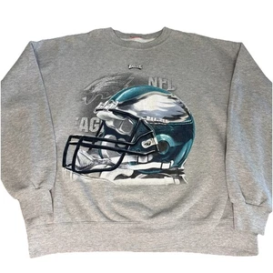 Vintage NFL Philadelphia Eagles Gray Crewneck Sweatshirt Men’s XL L Big Helmet - Picture 1 of 6