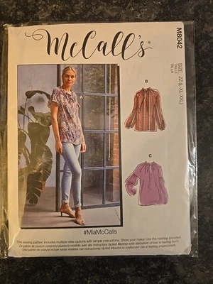 NEW/UNCUT M8042 McCall's Pattern Misses Tops 3 Variations (Sizes LG-XL-XXL) UC  - Image 1 of 2