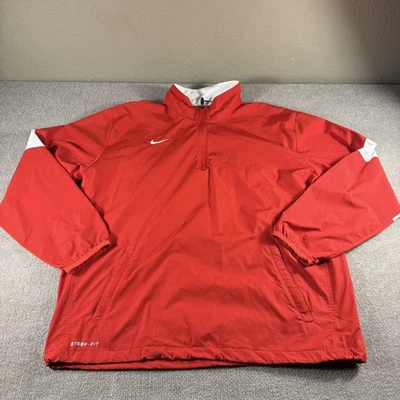 Nike Storm-FIT Pullover Jacket Mens Large Red 1/4 Zip Windbreaker Golf Athletic - Image 1 of 4