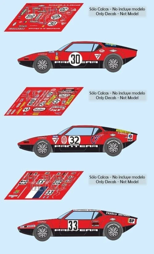 STICKERS LE MANS Décal De Tomaso Pantera Le Mans 1972 30 32 33 1:32 1:43 1:24 1:18...