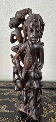 "Máscara africana grande de 15"" estatua tótem madera 3,3 libras rara difícil de encontrar escultura tallada"  Foto 1 de 4