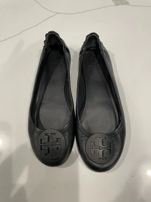 Tory Burch Black Leather Minnie Travel Ballet Flats - Size 8 - New w/o box - Image 1 of 4