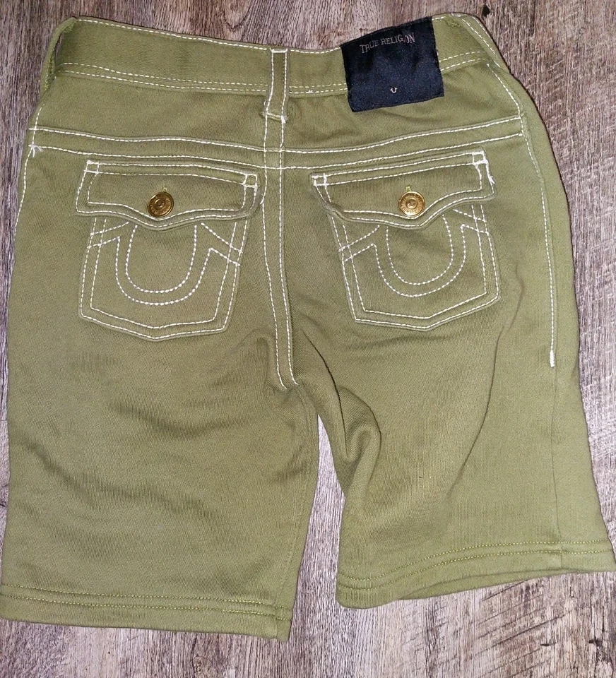 Pantalones Cortos True Religion Oliva JUVENTUD Talla 5/6 Niños Niños Cintura Ajustable Ejército Foto 1 de 2