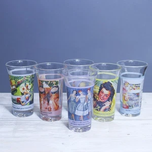 Retro Housewives 1950s Shot Glasses Set of 6 Humor Funny Pictures Printed Words - Picture 1 of 12
