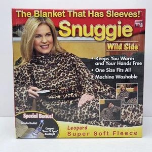 Snuggie Wild Side Leopard Print Fleece Blanket W/ Sleeves + Bonus Booklight NEW! - Picture 1 of 6
