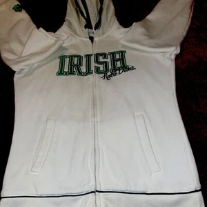 Notre Dame Champion White Green Hooded Sweatshirt Girls Size Small - Picture 1 of 11