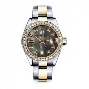 Reloj Rolex Datejust 31 mm negro madreperla esfera diamante dos tonos Oyster - Imagen 1 de 5